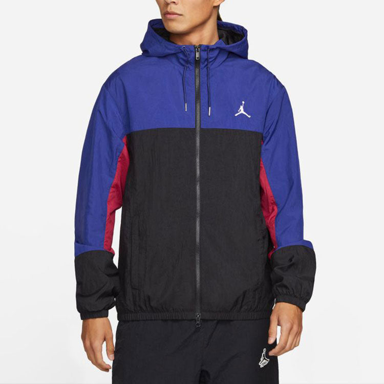 Air Jordan SS22 Colorblock Zipper Long Sleeves Hooded Jacket Blue DJ0253-455