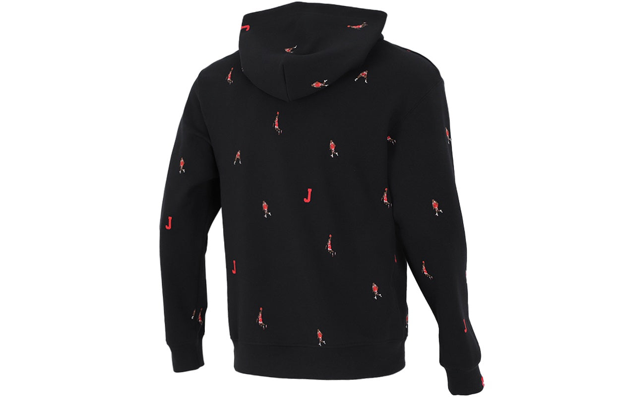 Men's Air Jordan Full Print Athleisure Casual Sports Pullover Black DC9708-010