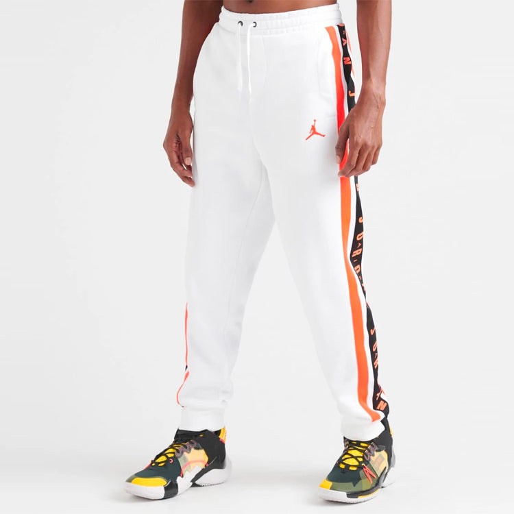 Men's Air Jordan Printing Pattern Loose Fleece Lined Sports Pants/Trousers/Joggers White BQ5664-100