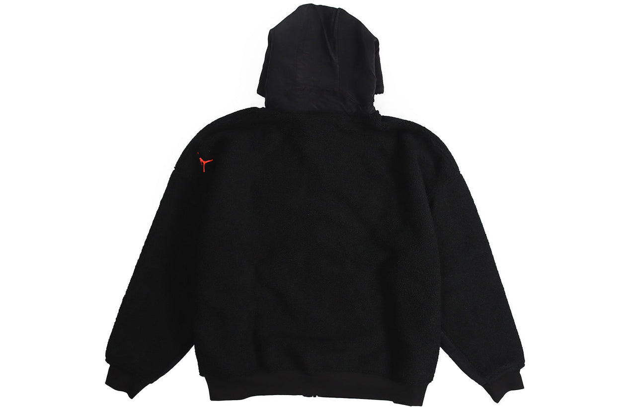 Air Jordan Zipper Fleece Windproof Stay Warm Hooded Jacket Black CT3555-010