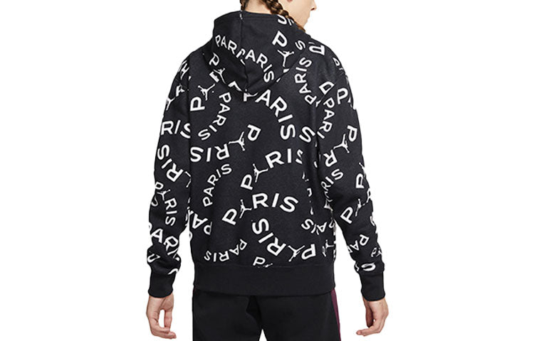 Air Jordan Paris Saint-Germain Full Print Fleece Stay Warm Pullover Black CV9955-010