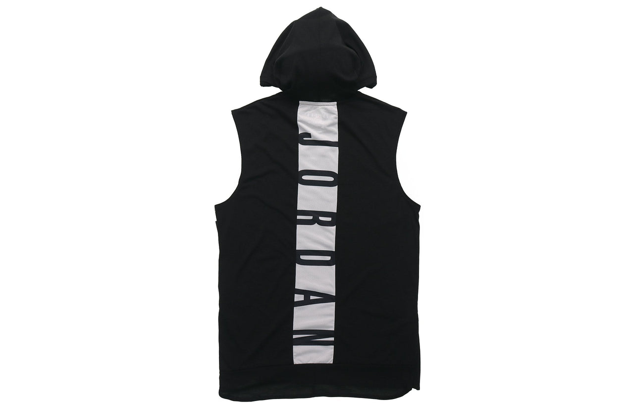 Air Jordan Air Dri-Fit Back Alphabet Printing hooded Vest Black White CW0373-010