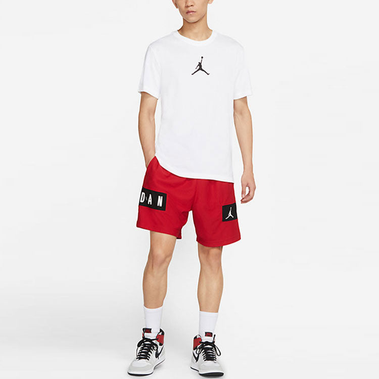 Air Jordan Jumpman Logo Printing Sports Round Neck Short Sleeve White CW5191-102