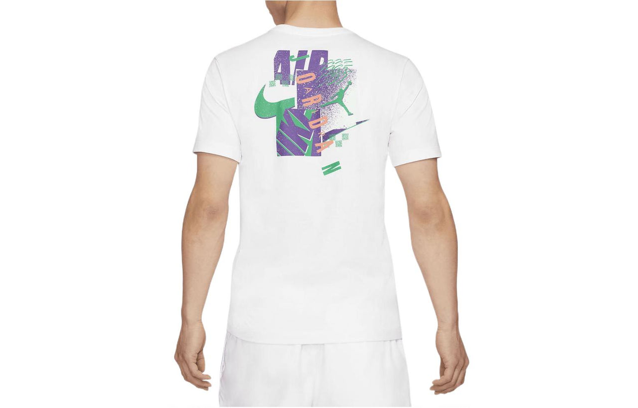 Men's Air Jordan Funny Alphabet Logo Printing Sports Breathable Short Sleeve White T-Shirt CZ8391-100