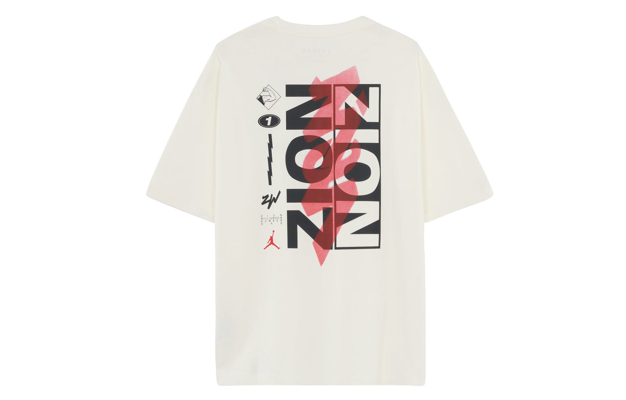 Men's Air Jordan Alphabet Logo Printing Pullover Short Sleeve White T-Shirt DV2451-133