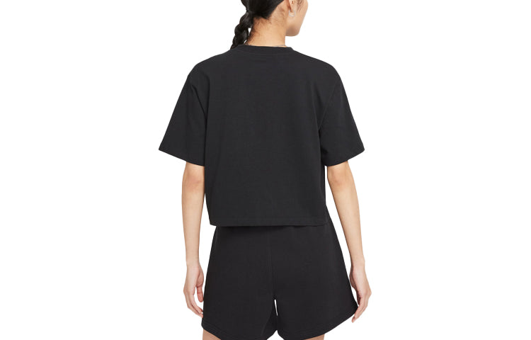 (WMNS) Air Jordan Essentials Boxy Round Neck Pullover Sports Short Sleeve Black T-Shirt DD7055-010