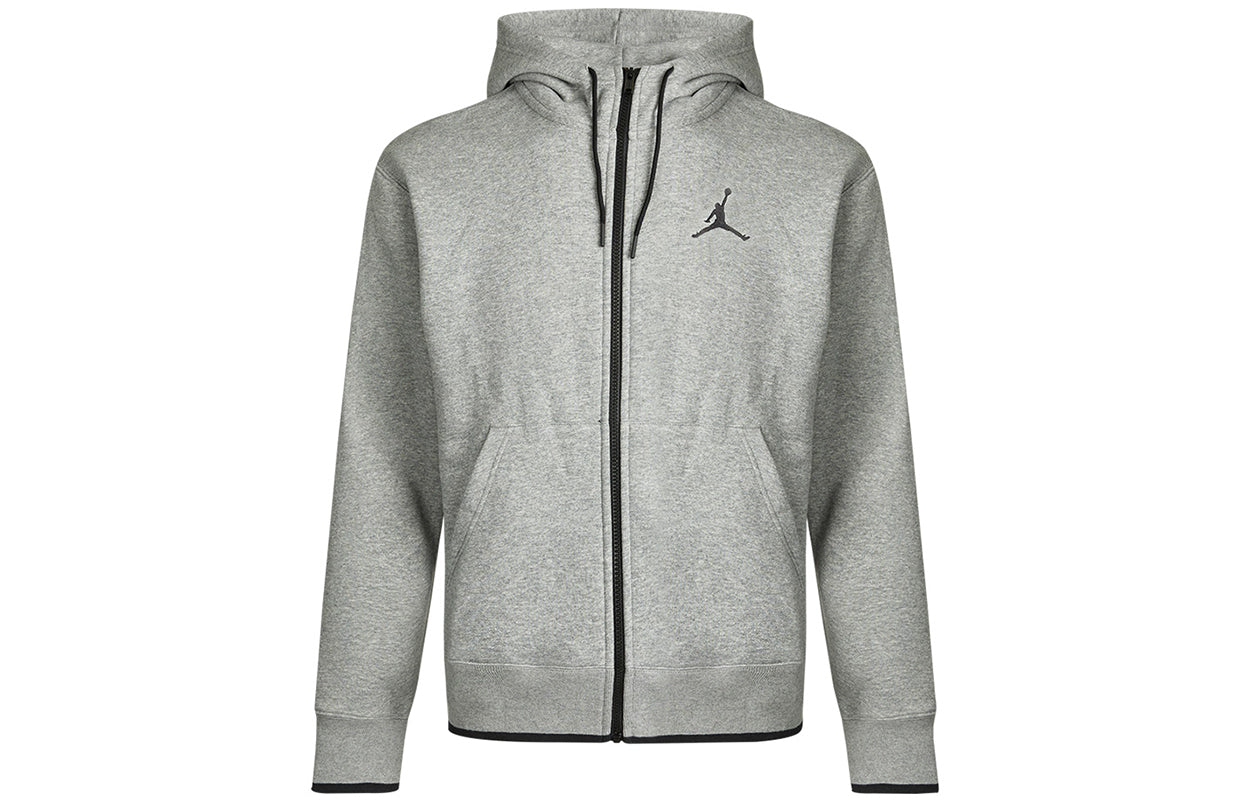 Air Jordan MENS Logo Print Fleeced Sports Hooded Jacket Grey CV2356-091