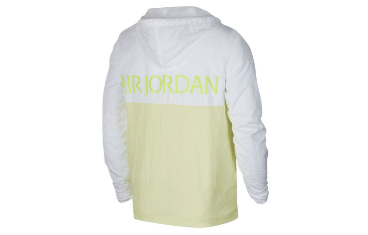 Air Jordan Alphabet Printing Basketball Sports Hooded Jacket White Yellow CK2218-100