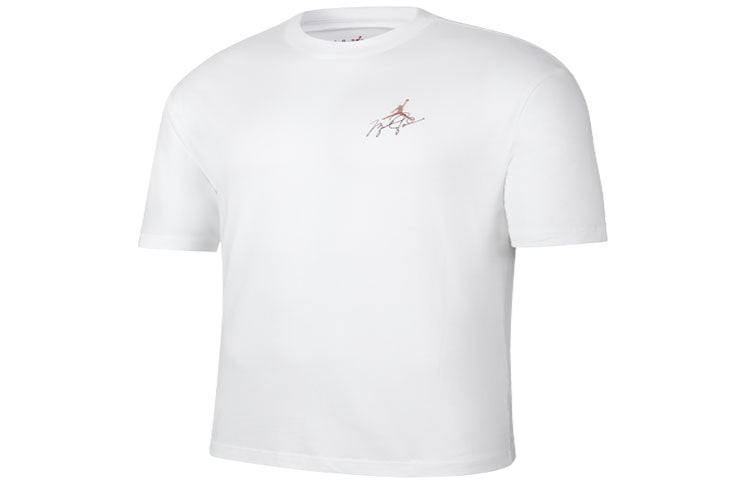 Men's Air Jordan Minimalistic Back Large Logo Printing Casual Round Neck Short Sleeve White Pink T-Shirt DZ4055-101