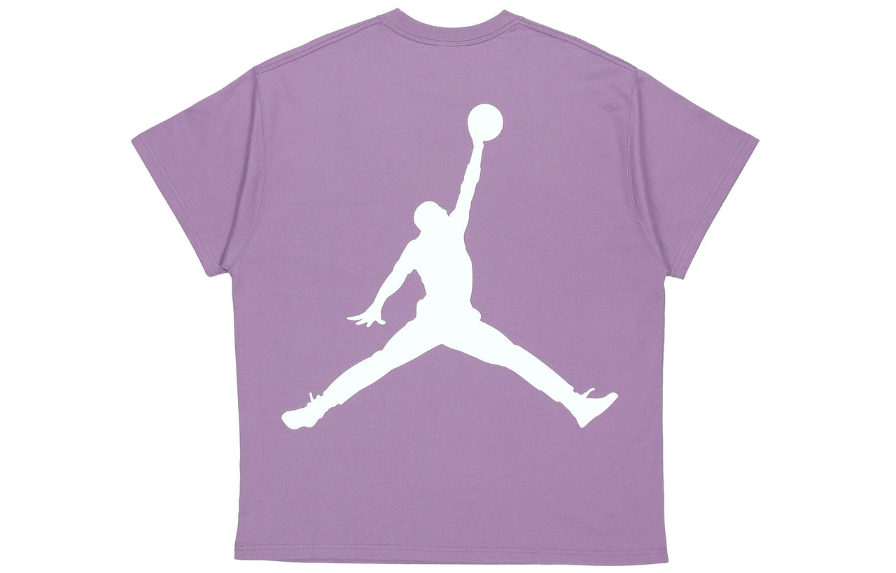 Air Jordan Large Logo Sports Round Neck Short Sleeve Gray Purple DQ4960-574