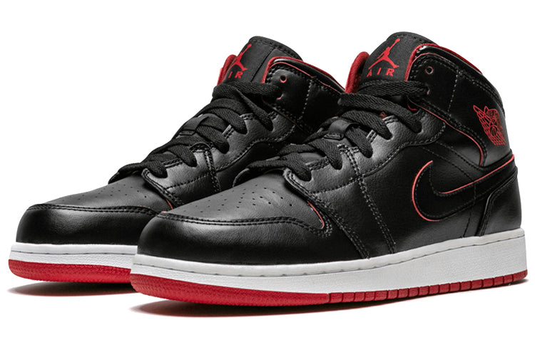 (GS) Air Jordan 1 Retro Mid 'Black White Gym Red' 554725-028