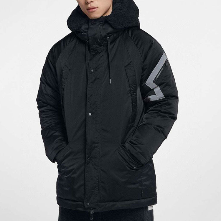 Air Jordan Casual Sports Stay Warm hooded Thicken mid-length Down Jacket Black AA1952-010