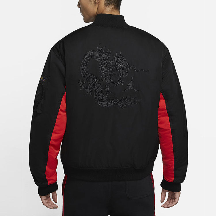 Air Jordan MA-1 Casual Zipper Embroidered Jacket Black DB3693-010