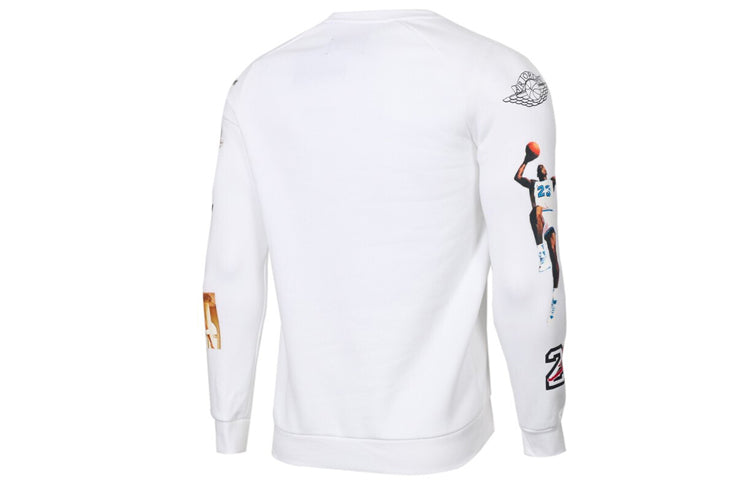 Air Jordan Athleisure Casual Sports Printing Round Neck Long Sleeves White CD5872-100