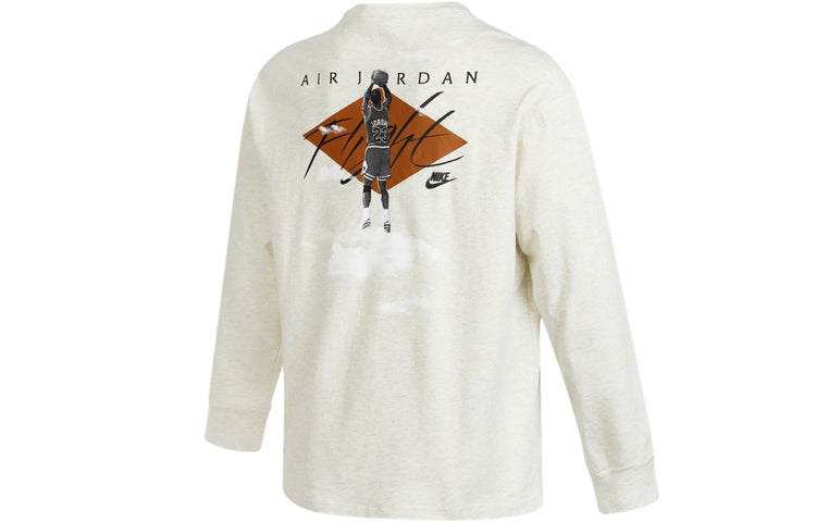 Men's Air Jordan SS22 Loog Printing Long Sleeves Round Neck Autumn Creamy White DH8963-141