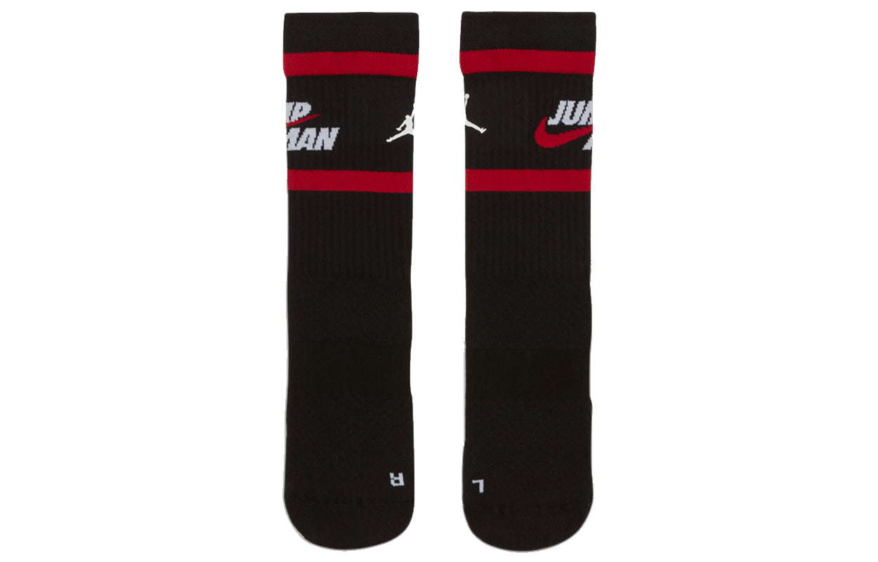 Air Jordan Legacy Crew Contrasting Colors Logo Sports Training Mid Calf Socks One Pair Black DA2560-010