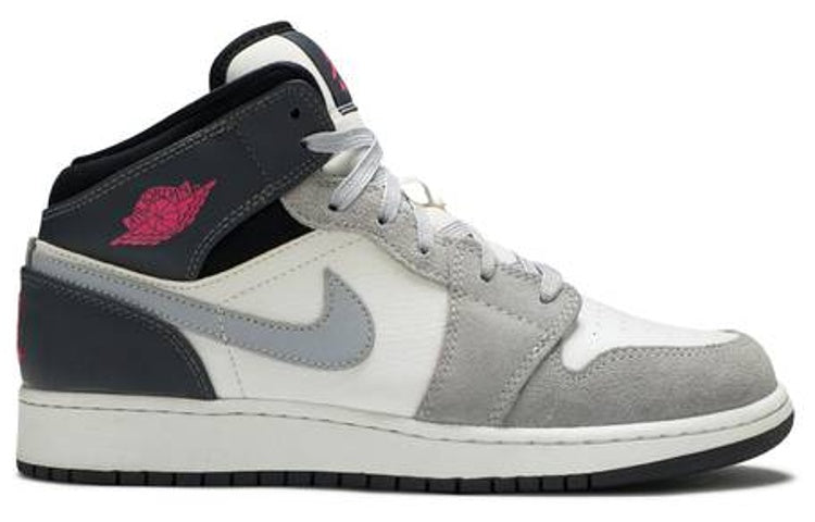 (GS) Air Jordan 1 Mid 'White Grey Hyper Pink' 555112-117