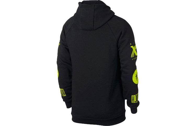 Air Jordan Air logo Printing Fleece Lined Pullover Black Green BQ0298-010