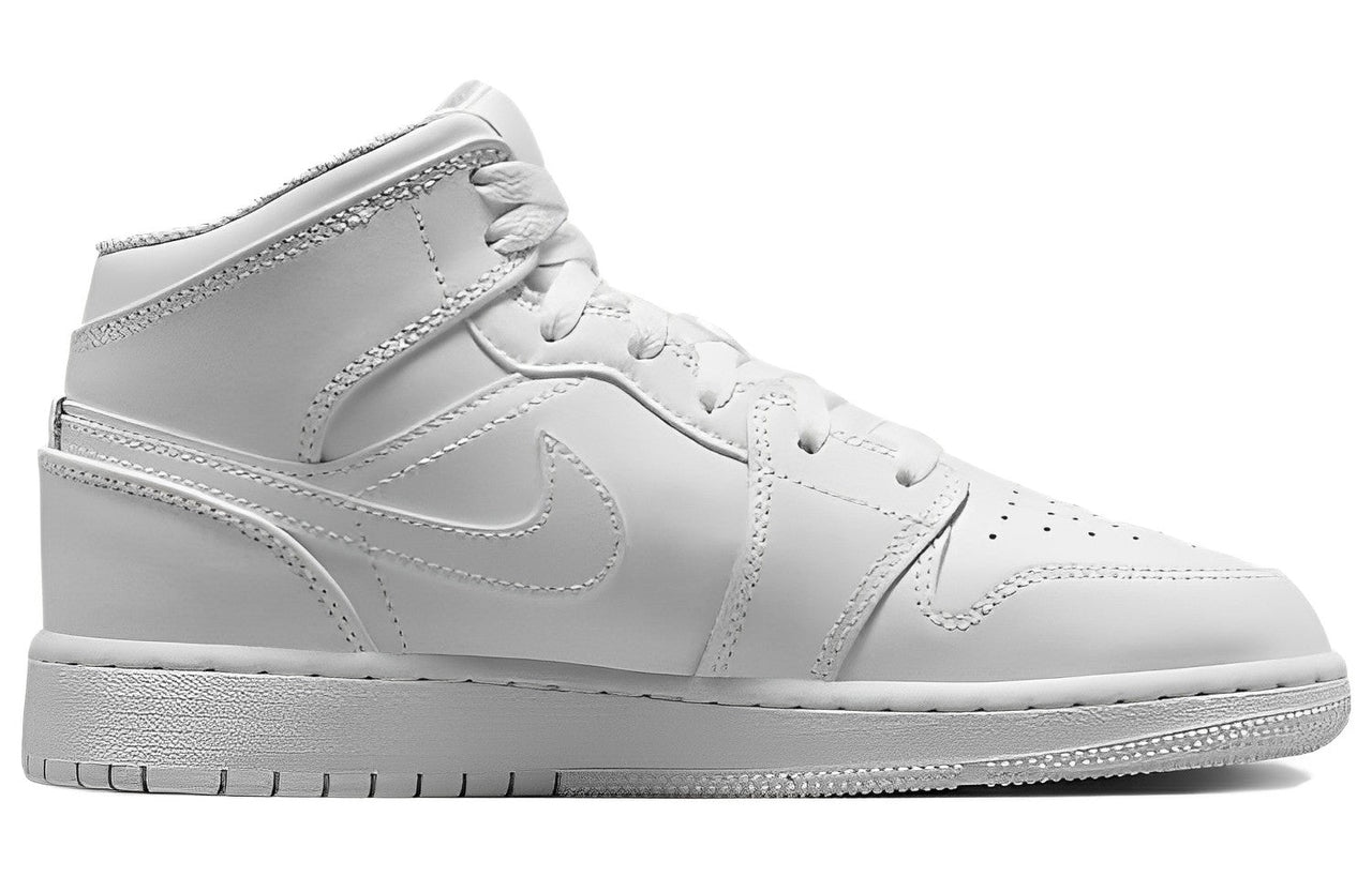 (GS) Air Jordan 1 Mid 'Triple White 2023' 554725-136