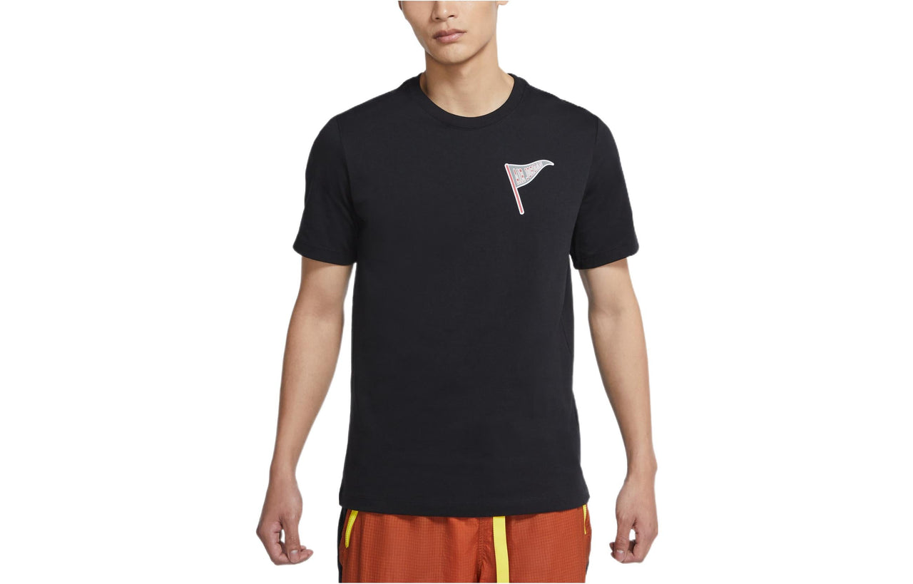 Air Jordan Aj23 Varsity Cotton Round Neck Back Alphabet Pullover Short Sleeve Black DQ6075-010