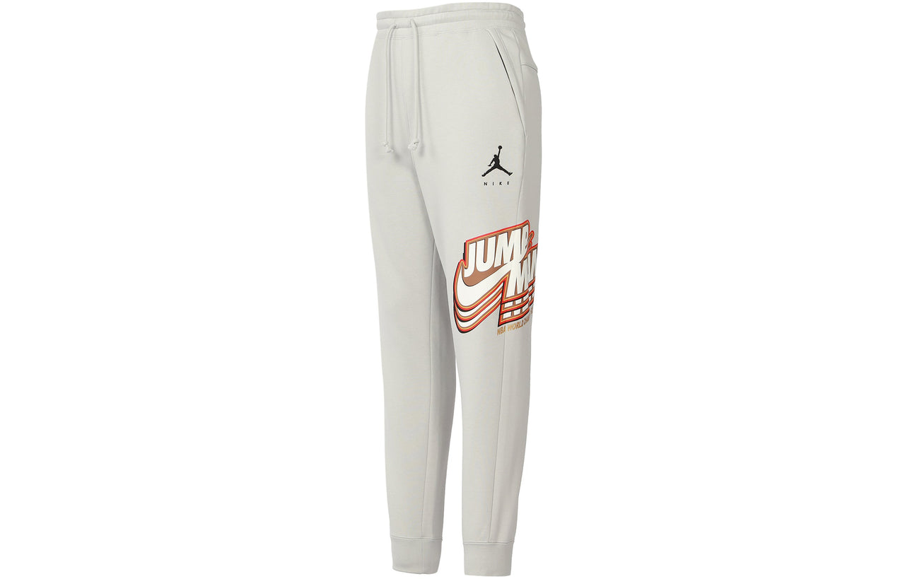 Men's Air Jordan Funny Printing Fleece Lined Sports Pants/Trousers/Joggers Light Grey DC9609-097