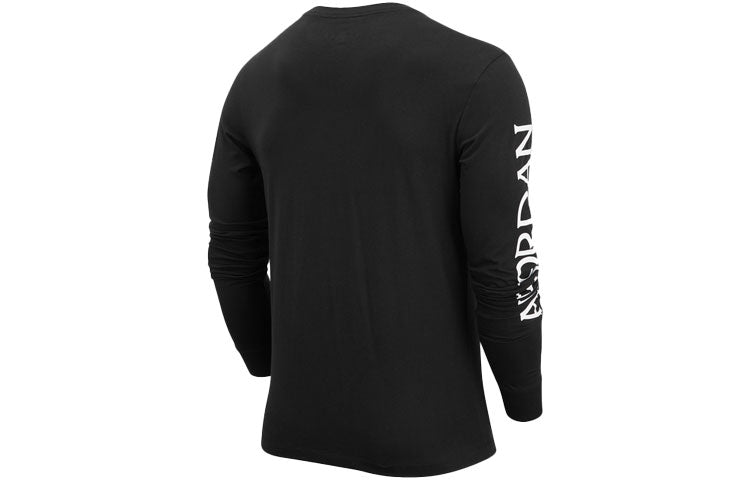 Men's Air Jordan Logo Printing Round Neck Long Sleeves Black T-Shirt DN1447-010