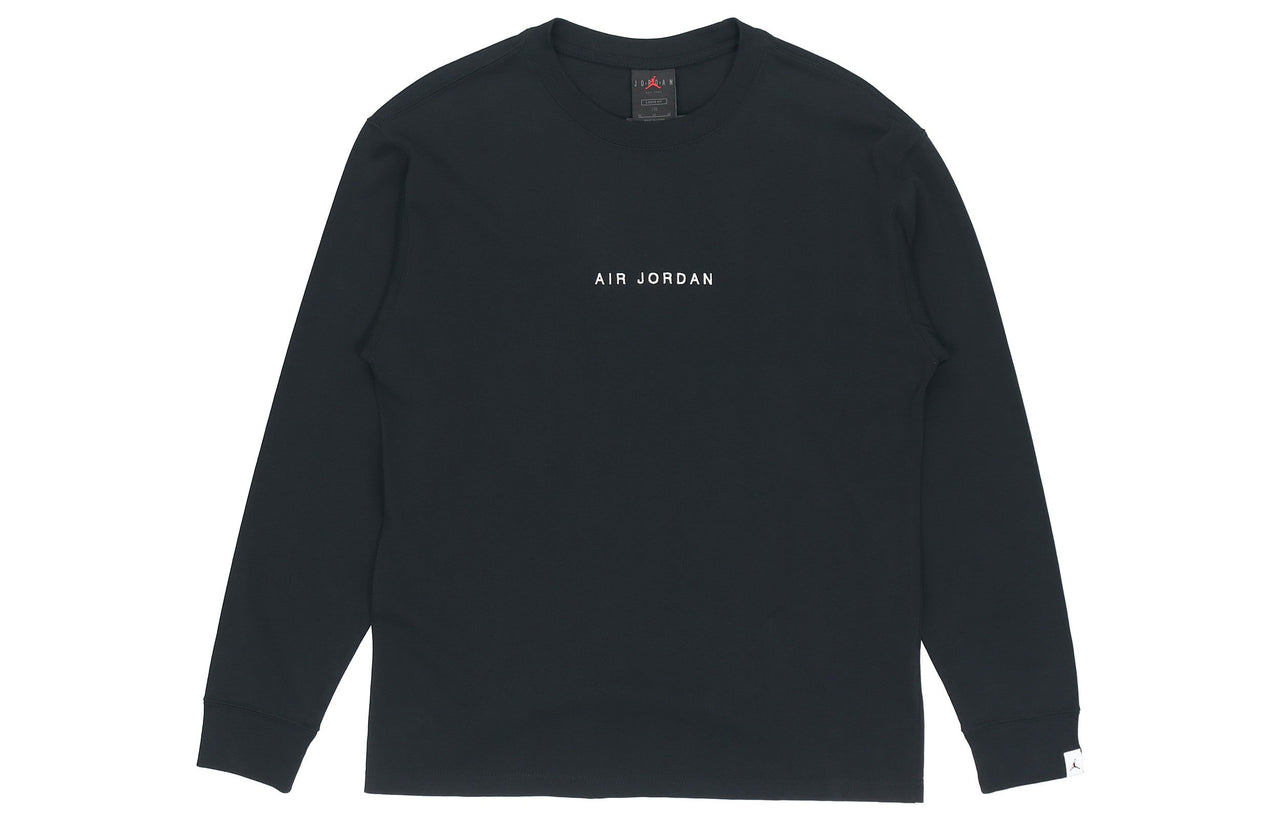 Air Jordan Back Logo Round Neck Pullover Long Sleeves Black DO2319-010