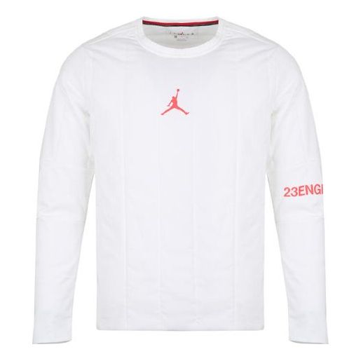 Air Jordan 23 Engineered Quilted Round Neck Pullover logo Sports Long Sleeves White AJ1055-100