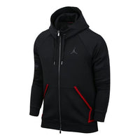 Air Jordan logo Splicing Zipper Sports Hooded Jacket Men's Black CK1343-010