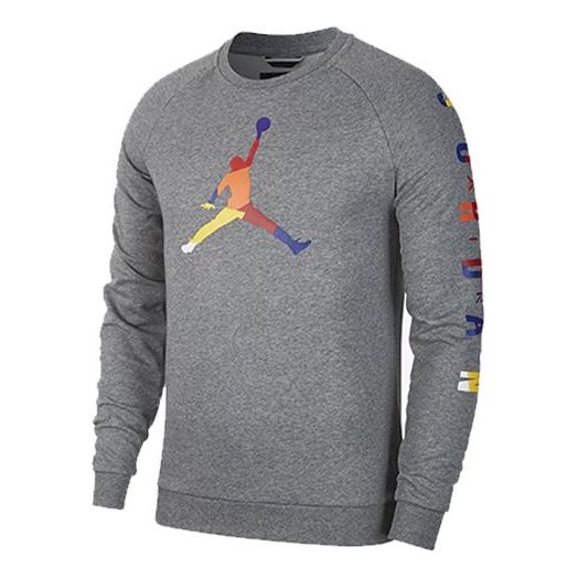 Air Jordan Athleisure Casual Sports Knit Round Neck Basketball Pullover Gray CQ7593-091