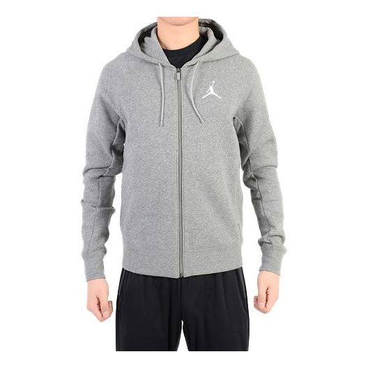 Air Jordan Sports hooded Long Sleeves Zipper Logo Jacket Gray 823065-091