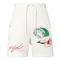 Men's Air Jordan Fit Funny Pattern Printing Drawstring Lacing Straight Shorts White DQ7543-133