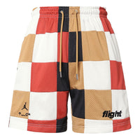 Men's Air Jordan Loose Plaid Colorblock Mesh Shorts Red Clay Element Gold Colorblock DQ8348-662