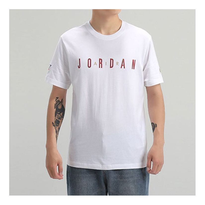 Air Jordan SPORT DNA Short Sleeve Round Neck Tops White / Metallic Gold CN3331-100