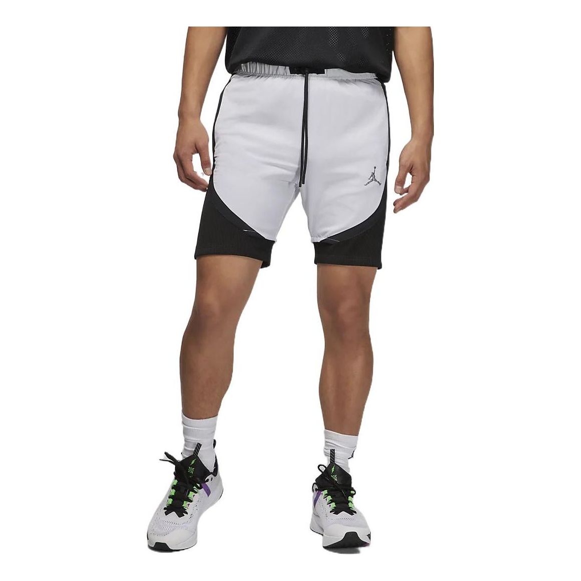 Men's Air Jordan Logo Micro Mark Lacing Colorblock Casual Gray Shorts DM1830-100