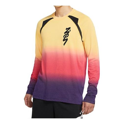 Air Jordan Dri-FIT Zion Gradient Printing Quick Dry Knit Splicing Long Sleeves Colorblock DH0589-587