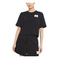 (WMNS) Air Jordan Essentials Boxy Round Neck Pullover Sports Short Sleeve Black T-Shirt DD7055-010