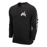 Men's Air Jordan Logo Printing Round Neck Long Sleeves Black T-Shirt DN1447-010