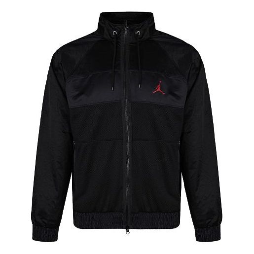 Air Jordan Stand Collar Logo Casual Woven Sports Jacket Black AV1303-011