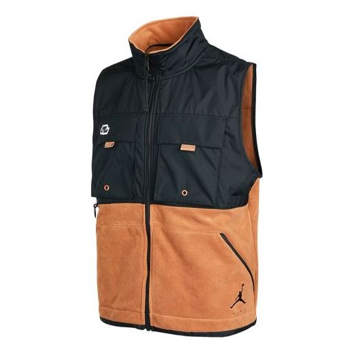 Air Jordan As M J Jmpmn Vest Basketball Sports Fleece Lined Zipper Stand Collar Black Brown DC9662-256