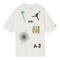 Men's Air Jordan Multi-Color Alphabet Numeric Logo Printing Casual Short Sleeve White T-Shirt DQ7363-133