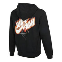 Men's Air Jordan Logo Casual Fleece Lined Hooded Thicken Sports Long Sleeves Black Jacket DC9607-010