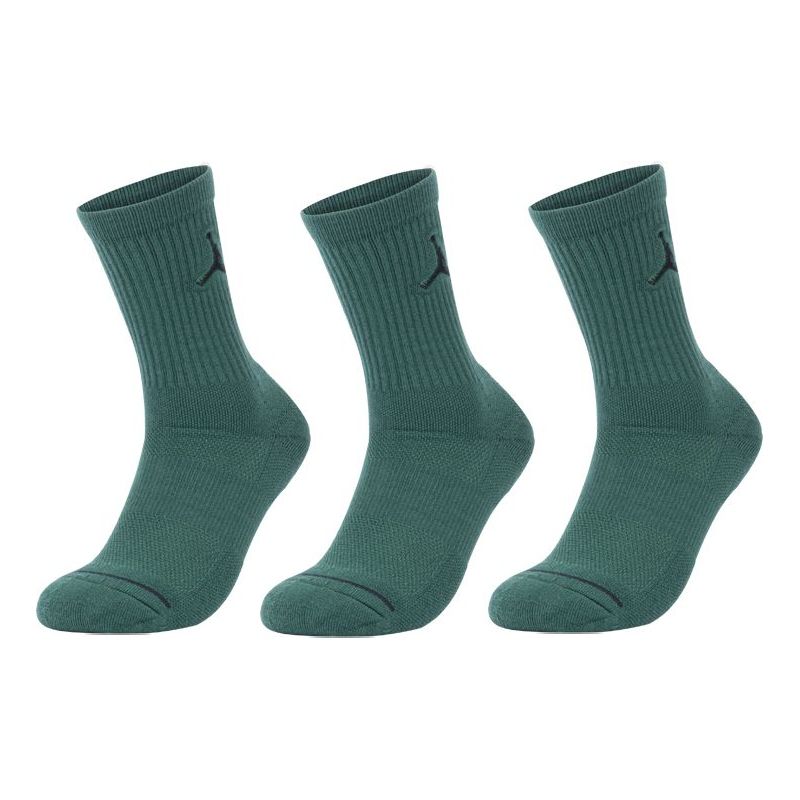 Air Jordan Everyday Max Crew Basketball Casual Sports Breathable Sports Socks Couple Style 3 Pairs Gray Green SX5545-333