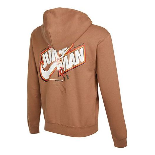 Men's Air Jordan Casual Fleece Lined Hooded Thicken Sports Long Sleeves Jacket Brown DC9607-256