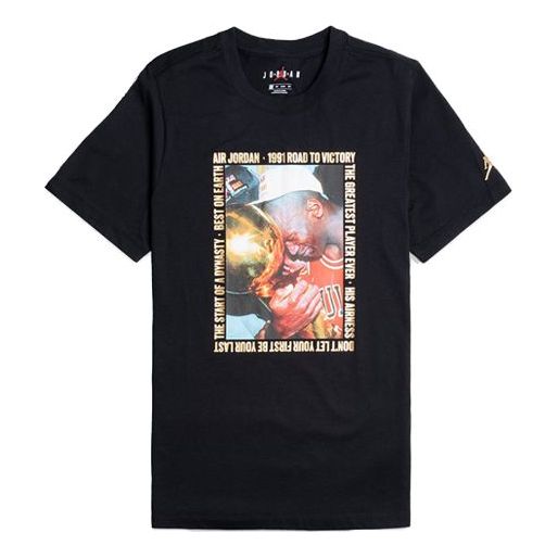 Air Jordan Remastered Photo Tee Classic Printing Round Neck Short Sleeve Black AT8936-010