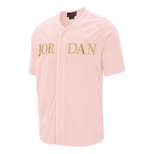 Air Jordan V neck Button Breathable Short Sleeve Pink AT9823-623