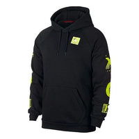 Air Jordan Air logo Printing Fleece Lined Pullover Black Green BQ0298-010