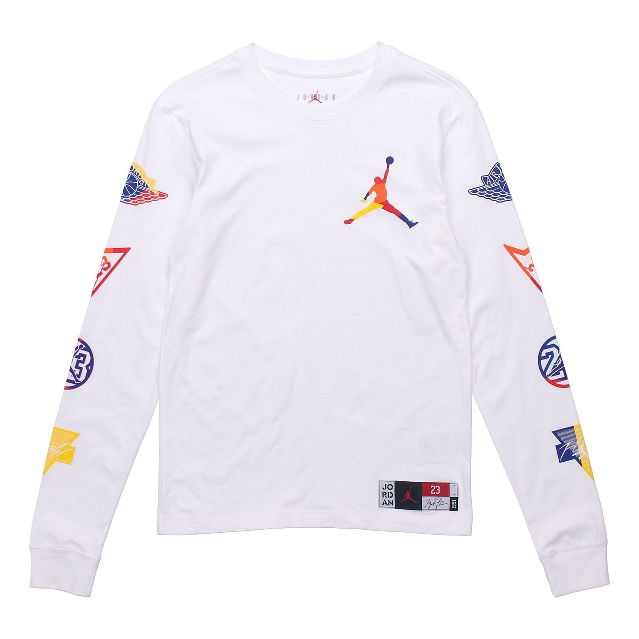 Men's Air Jordan Logo Printing Round Neck Pullover Long Sleeves White DA6763-100