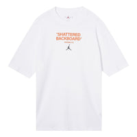 Men's Air Jordan Alphabet Pattern Round Neck Short Sleeve White T-Shirt DV9727-100