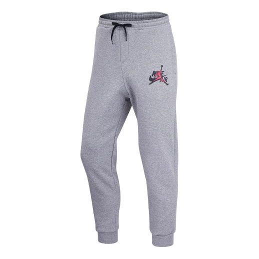 Men's Air Jordan Logo Printing Fleece Stay Warm Lacing Sports Pants/Trousers/Joggers Gray DH9503-091